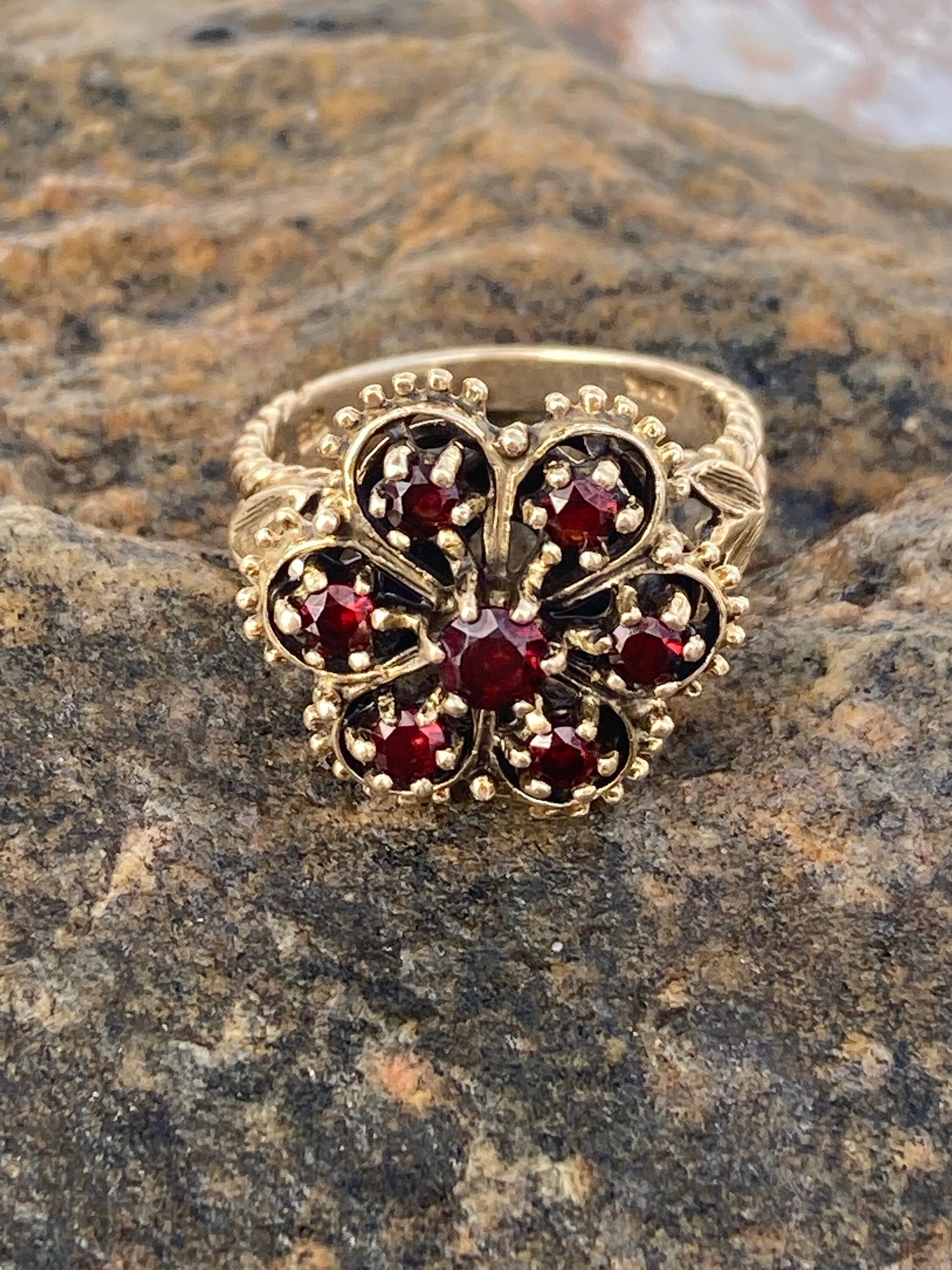98 Amethyst Garnet Cluster Ring