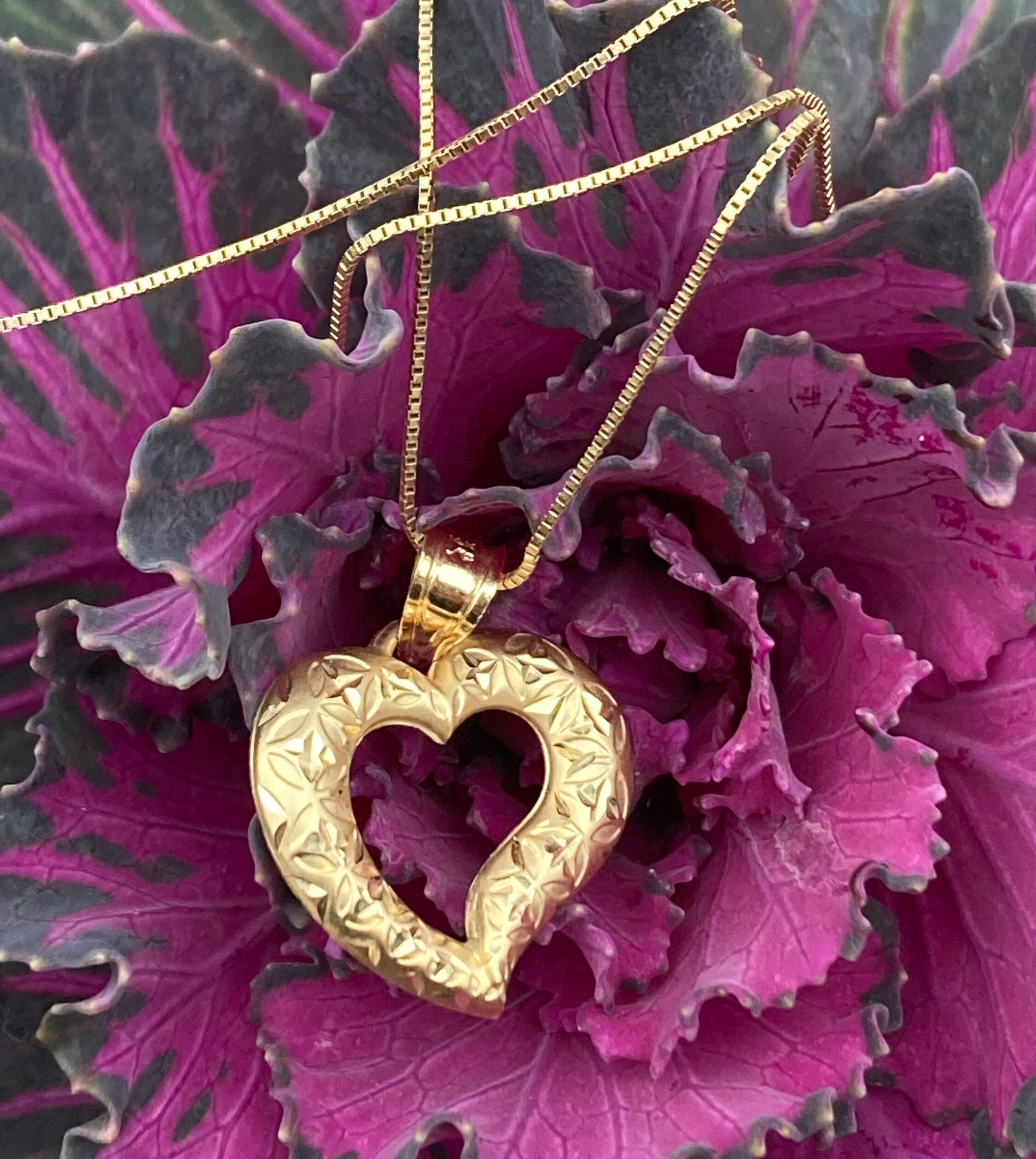 Vintage, 14K Gold, Michael Anthony, Heart Pendant, Box Chain