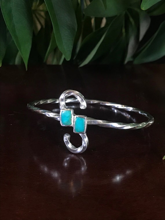 Vintage, Sterling Silver With Turquoise Bangle Bra