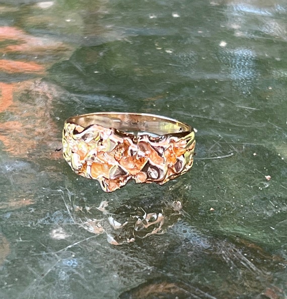 Vintage, 14K Gold, Yellow Gold, Nugget Ring, Size… - image 8