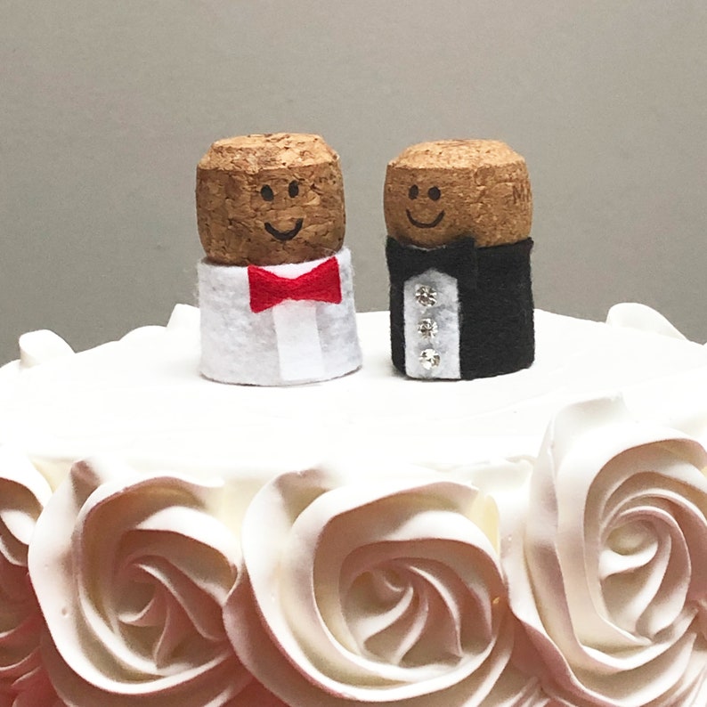 Champagne Wine Cork Wedding Cake Toppers Groom & Groom Etsy