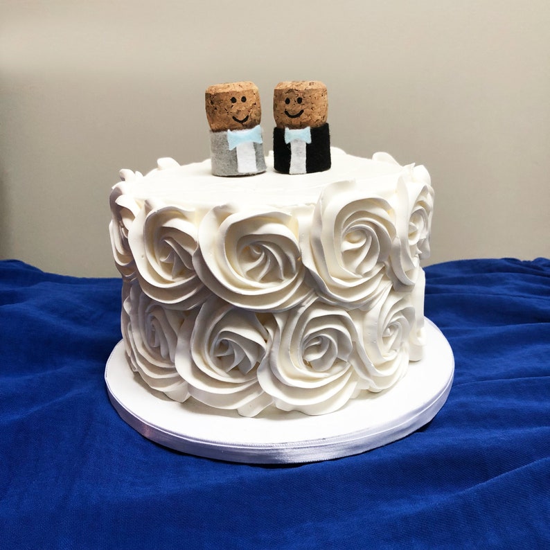 Champagne Wine Cork Wedding Cake Toppers Groom & Groom Etsy