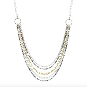 Three Colour Multi Chain Necklace