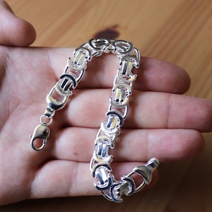 Handmade Square Byzantine Bracelet In Solid Sterling Silver | Extra Chunky - Suitable for men and women, unisex