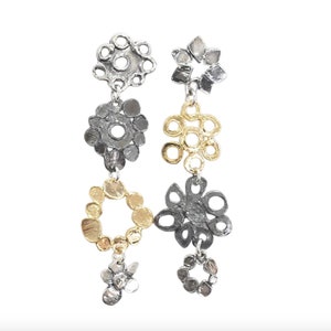Multi Flower Long Drop Earrings