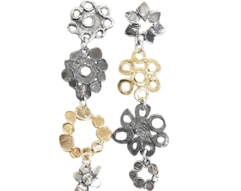 Multi Flower Long Drop Earrings