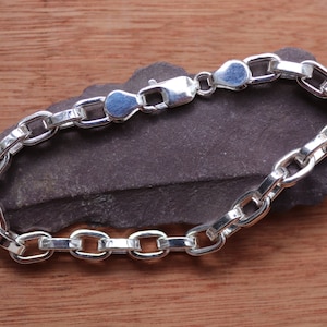 Handmade Rectangular Cable Bracelet In Solid Sterling Silver | Best Seller Perfect Birthday Present Suitable for men and women, unisex
