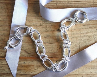 Handmade Sterling Silver Oval Link Belcher Bracelet