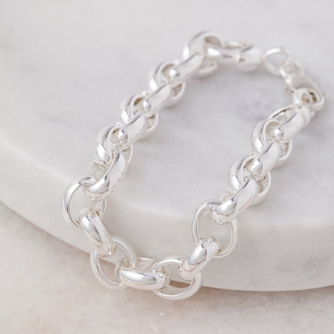Heavy Handmade Chunky Oval Link Bracelet in Solid Sterling