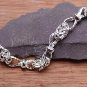 Handmade Infinity Byzantine Link Bracelet In Solid Sterling Silver - Best Seller Perfect Birthday Present Suitable for men and women unisex