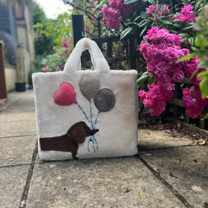 Shearling tote bag/handbag/fur bag/teddy bag/dachshund dog bag