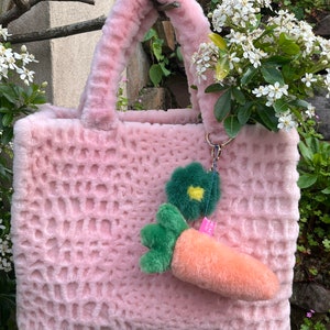 Pink sheepskin fur  Tote bag /Sheep shearling bag