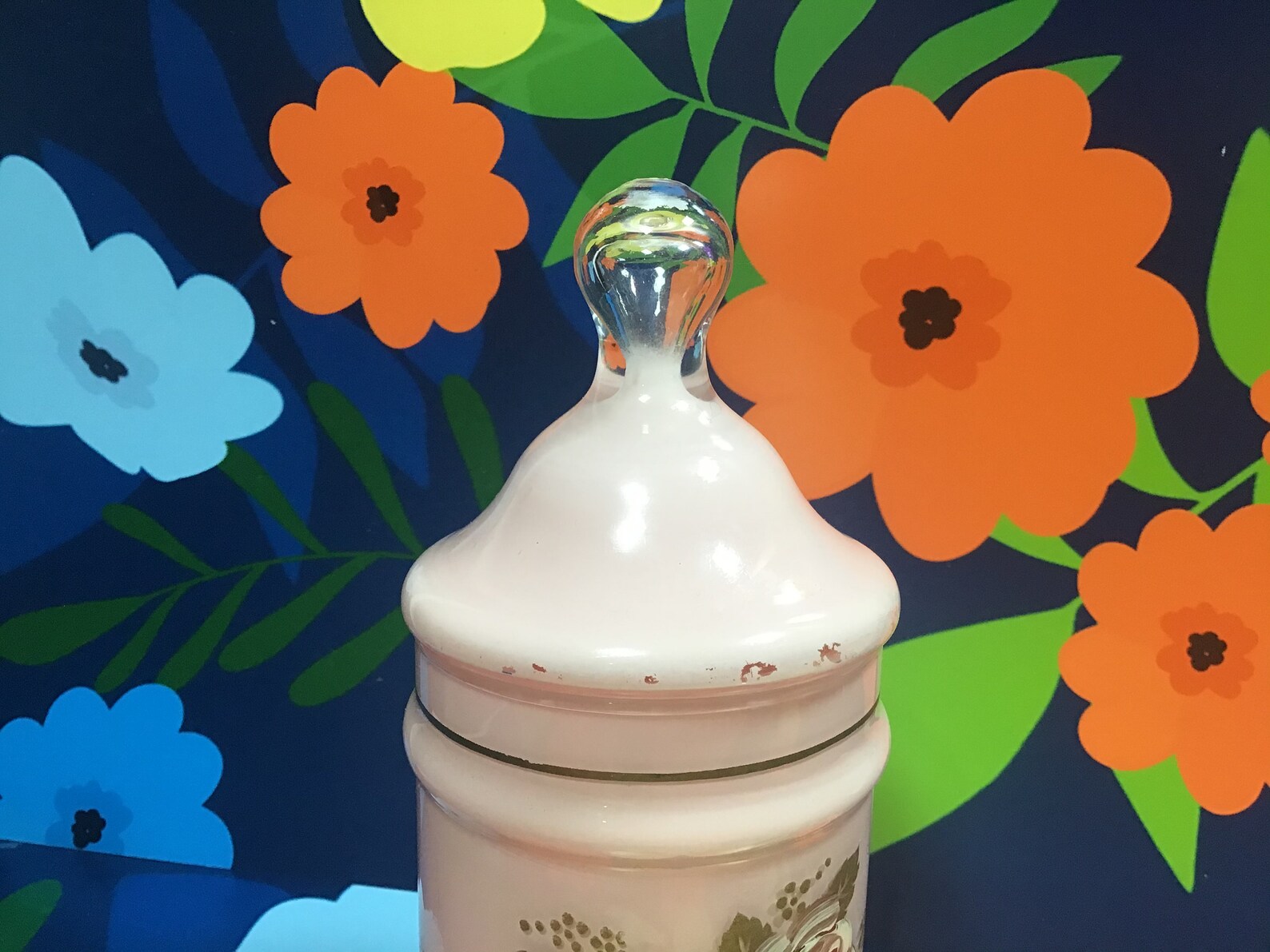 Apothecary Antique Pink Glass Jar With Lid Cottage Core Etsy