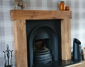 Hand Crafted, Fire Surround with many size variations, Oiled, Fixings Included, Solid Oak Fireplace Decoration Lintel for Log Burner Mantle