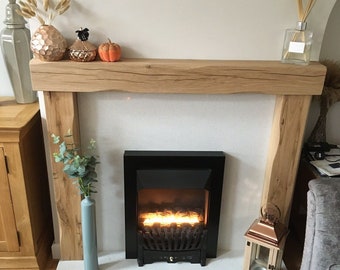 Fire Surround - Many Size Variations Hand Crafted Oiled Fixings Included Solid Oak Fireplace Decoration Lintel for Log Burner Mantle Bespoke