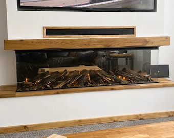 Massief eiken schouwbalk - verschillende maten Geoliede voorgeboorde bevestigingen, schoorsteenmantel Houten bovendorpel verouderde houtkachel schoorsteenmantel plank rustiek