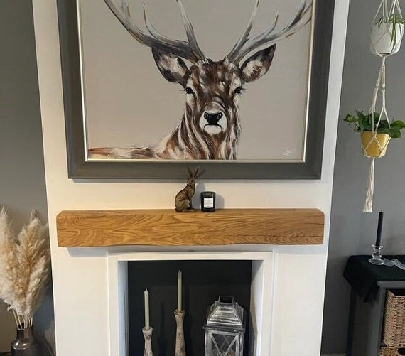 Solid Oak Mantel Beam - All Sizes, Oiled, Pre-Drilled, Free Fixings Included Fireplace Mantlepiece Wood Lintel for Log Burner Mantle Shelf