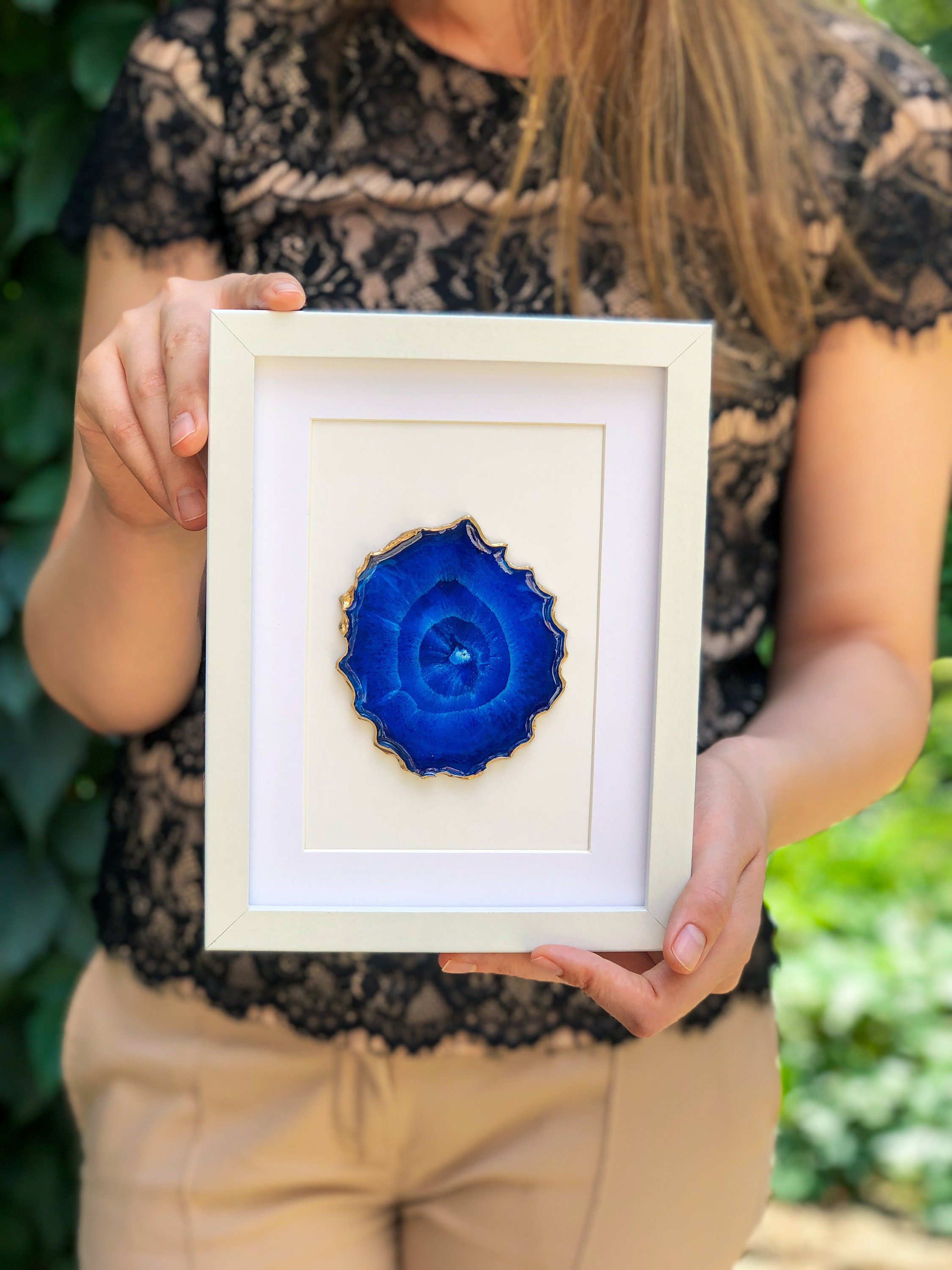 Geode wall art framed for home decor. Resin geode wall art Etsy