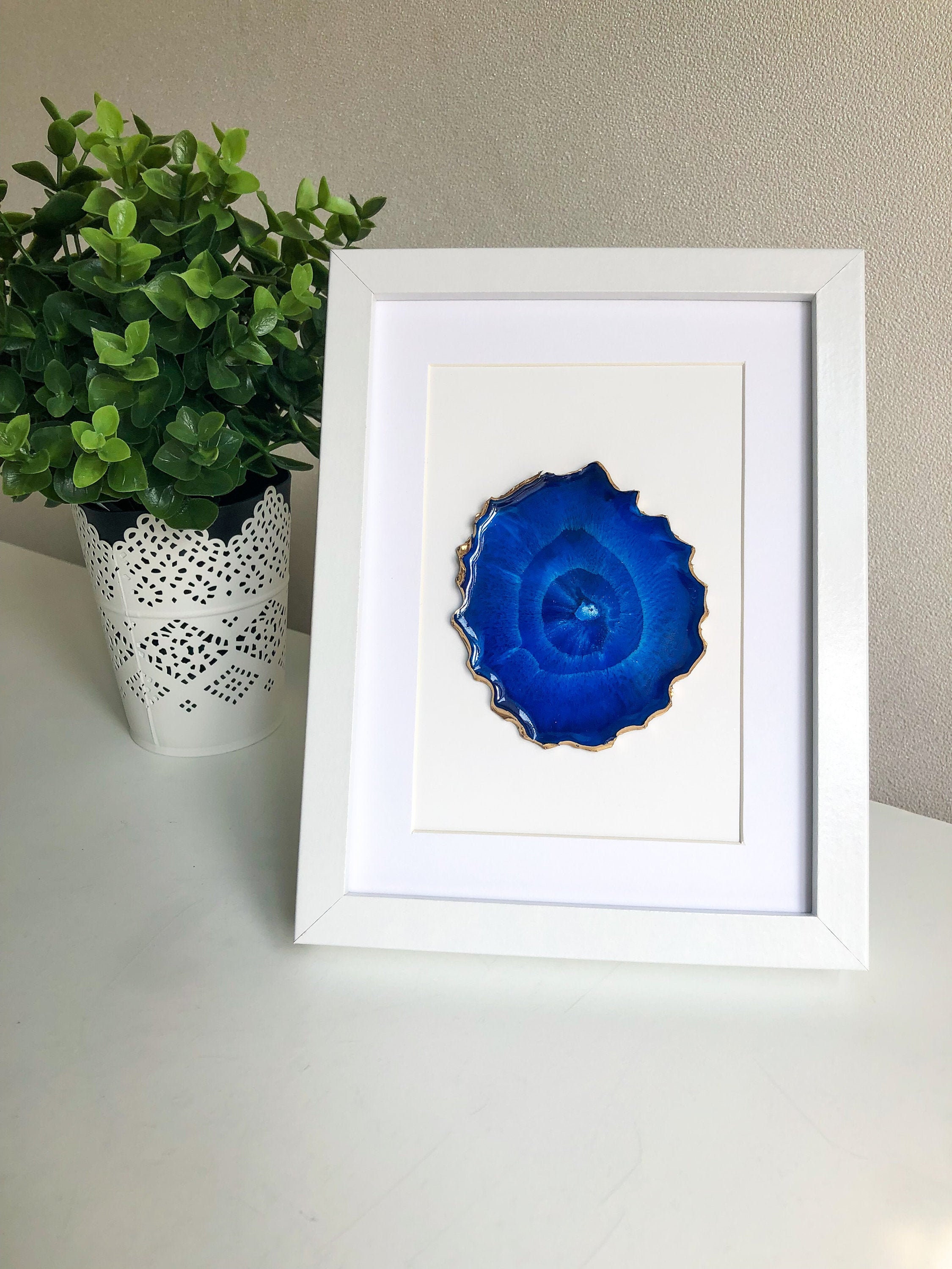 Geode wall art framed for home decor. Resin geode wall art Etsy