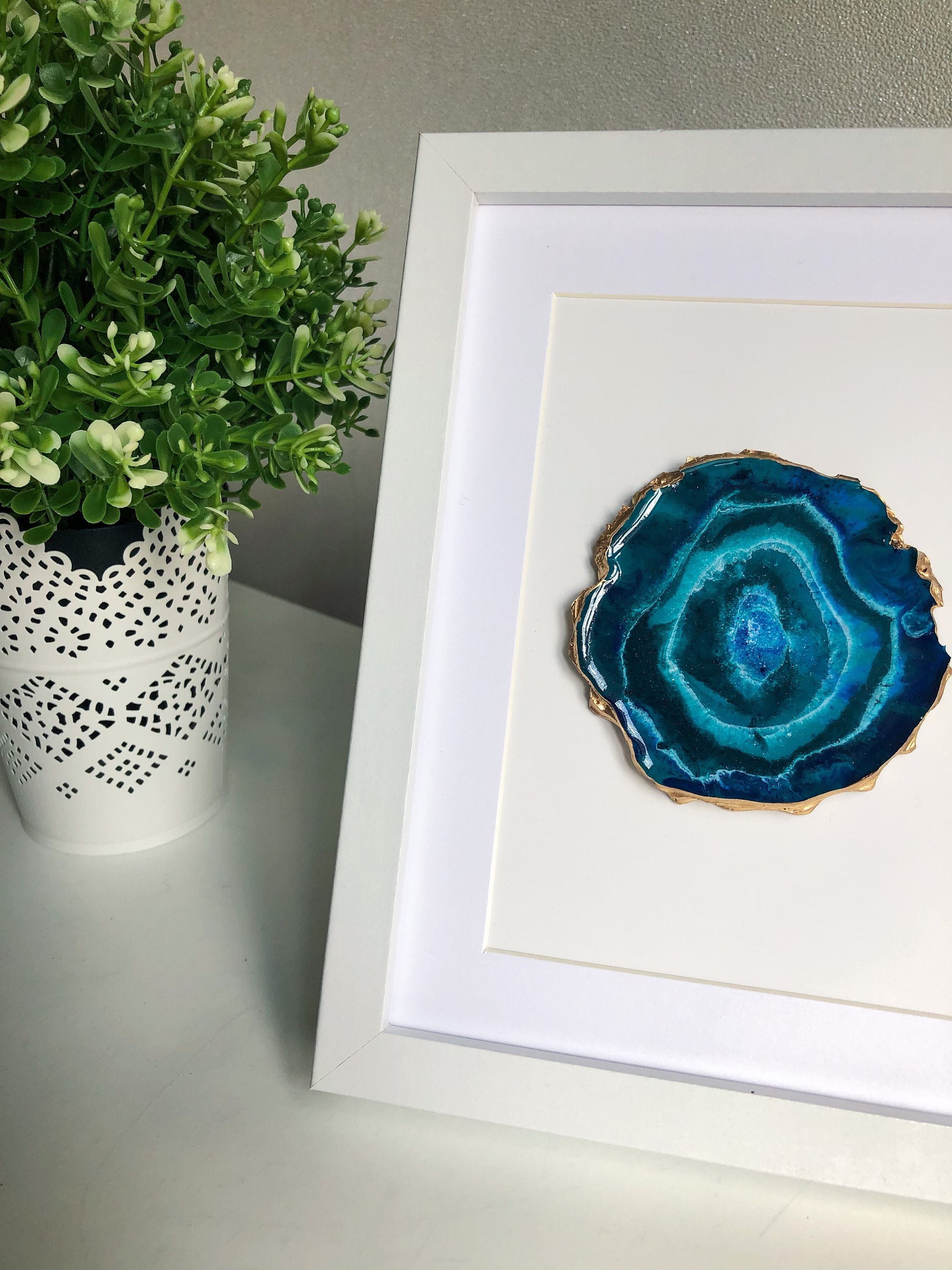 Geode wall art framed for home decor. Resin geode wall art Etsy