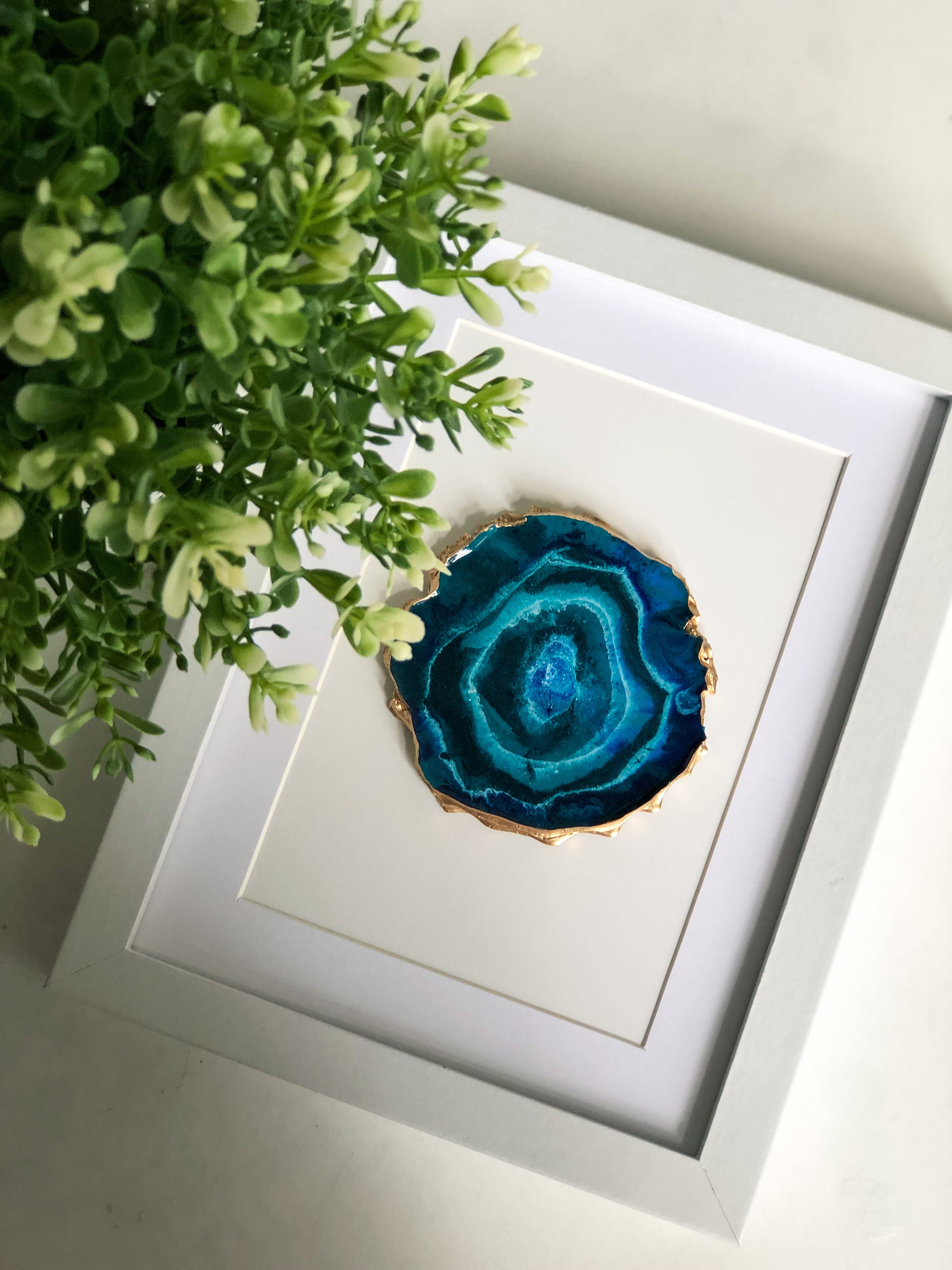 Geode wall art framed for home decor. Resin geode wall art Etsy