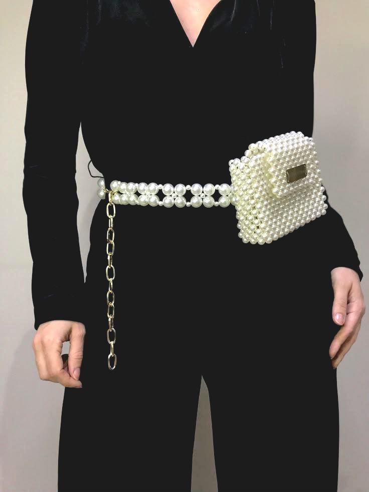 Black Chain Pearl Belt - Etsy