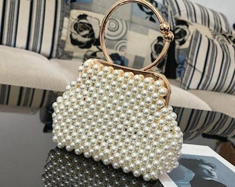 Clutch de perlas hecho a mano: bolso bandolera de noche para novias