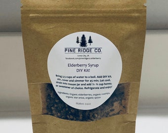 Organic Elderberry DIY Kit. Makes 24-32oz.