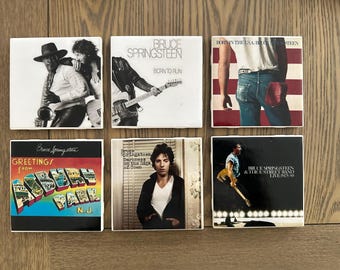 PICK 4 or 6 - Bruce Springsteen Ceramic Tile Coasters Born in the USA Born to Run Greetings From Asbury Park