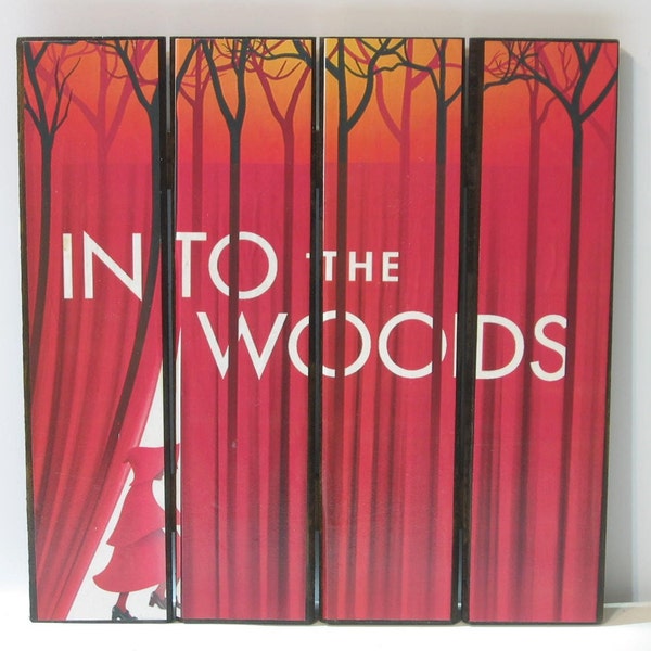 INTO THE WOODS Broadway Decoupage Wooden Wall Hanging Mini Pallet Frame