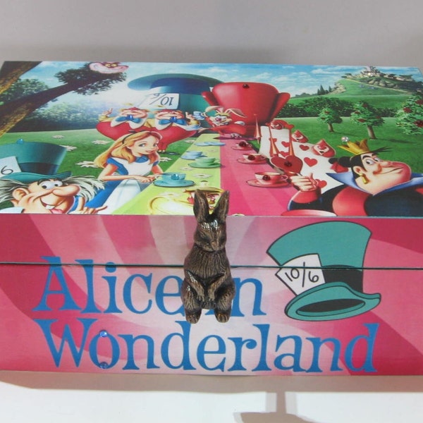 Alice In Wonderland Decoupage Wooden Storage Jewelry Box