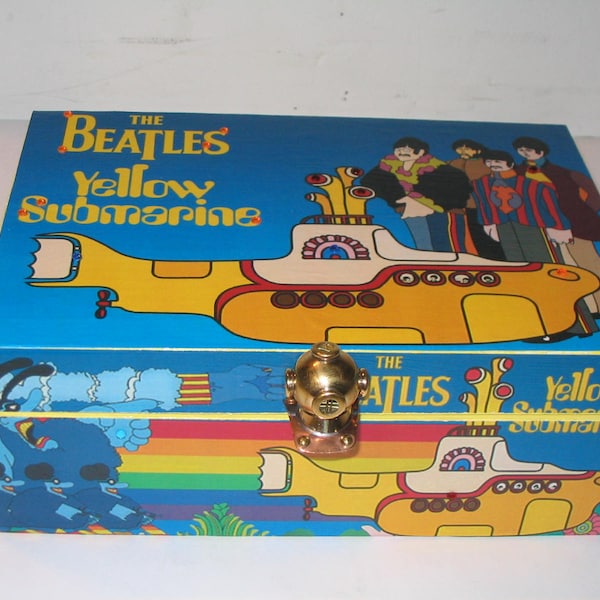 The Beatles Yellow Submarine Decoupage Wooden Storage Trinket Memorabilia Jewelry Box