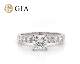 1.50 cttw G/SI2 GIA Certified Princess Cut Diamond Engagement Ring in Platinum