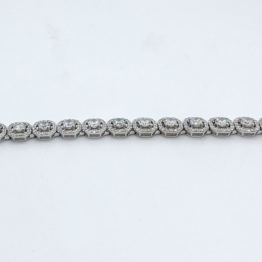 7.00 ct tw F/SI-1 ラウンドカット ダイヤモンド ハロー テニス