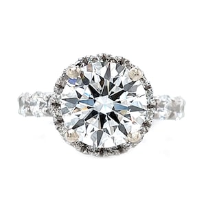 3.62 ct IGI Certified E VS1 Round Brilliant Lab Created Diamond Halo Engagement Ring 14K White Gold
