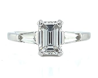 1.15 ct. F VS2 Emerald Cut Diamond Engagement Ring in Platinum
