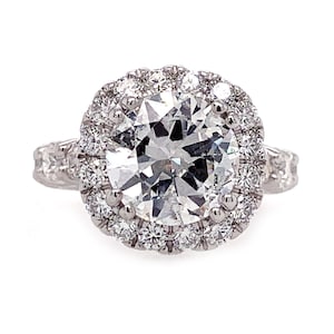 8.50 cttw G/SI-1 Round Cut Diamond Halo Eternity Engagement Ring 14K White Gold