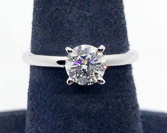 0.72 ct G/SI1 Round Brilliant Diamond Solitaire Engagement Ring 14K White Gold