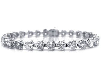 16.50 ct. F SI1 Round Brilliant Cut Diamond Three Prong Tennis Bracelet in 14 kt. White Gold