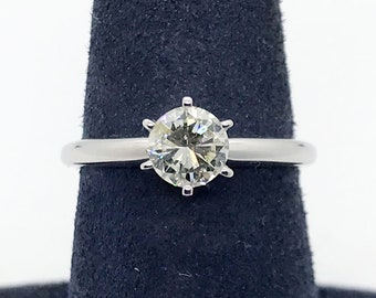 0.71 ct H/SI1 Round Brilliant Diamond Solitaire Engagement Ring 14K White Gold