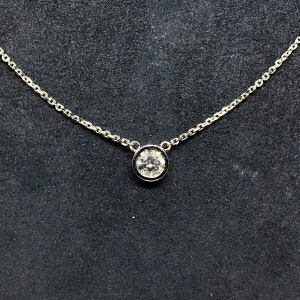 0.50 ct F/VS-2 Round Brilliant Diamond Solitaire Pendant Necklace 14K White Gold