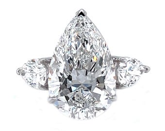 10.19ct D VVS2 IGI Certified Pear Shape Lab Created Diamond Engagement Ring 18K White Gold