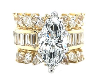 3.36 ct IGI Certified F VS1 Marquise Brilliant Lab Created Diamond Engagement Ring 14K Yellow Gold