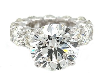 10.10 ct G VS1 IGI Certified Round Brilliant Cut Lab Created Diamond Eternity Engagement Ring 14K White Gold