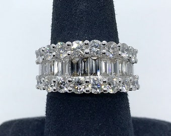 3.08 cttw F/VS2 Round & Baguette Cut Diamond Wedding Band 18K White Gold