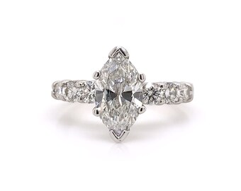 1.95 cttw J/SI1 Marquise Brilliant Cut Diamond Platinum Engagement Ring
