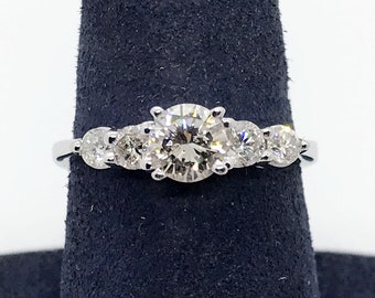 1.00 cttw F/SI1 Round Brilliant Cut Diamond Engagement Ring 14K White Gold