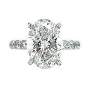 5.07 ct GIA Certified F VS1 Oval Brilliant Lab Created Diamond Pave Engagement Ring 14KWhite Gold