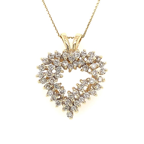 Diamond cluster heart necklace deals