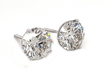 1Ct Taglio Rotondo VVS1/D Diamante Donna Orecchini Fiori A Perno 14K - Foto 8